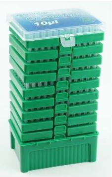 0.5-10µL Universal Tips, Reload Stack Rack, Clear, Non-Sterile, Non-Filtered, 96/Rack