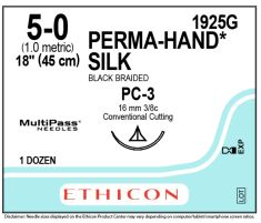 Suture, size 5-0(M45), Silk black 18" PC-3 cutting