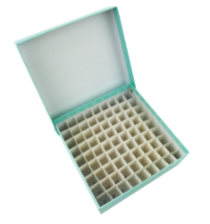 81-Well, Waxed 2" Cardboard Freezer Boxes w/ Hinged Lid, Aqua, 12/Unit