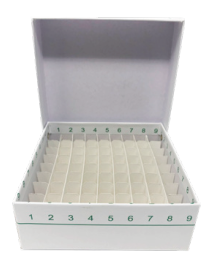81-Well, Waxed 2" Cardboard Freezer Boxes w/ Hinged Lid, White, 12/Unit
