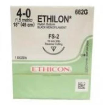 Suture, ethilon Black, 18": FS-2 Cutting, size 4-0 | Crystalgen
